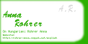 anna rohrer business card